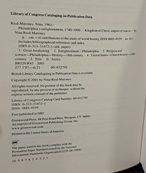 Philadelphia's Enlightenment 1740-1800: Kingdom of Christ, Empire of Reason