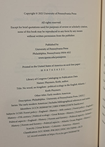 No Wood, No Kingdom: Political Ecology in the English Atlantic