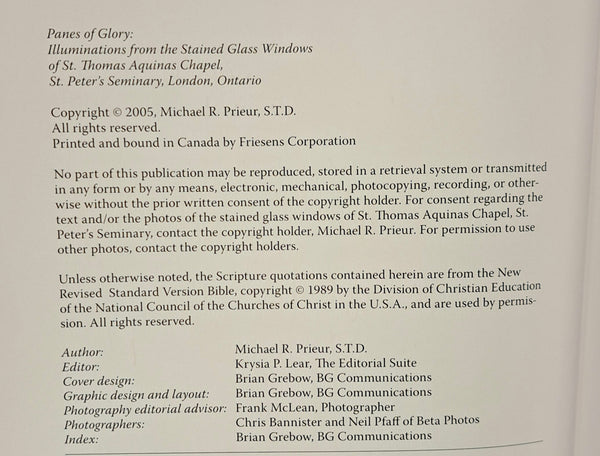 Panes of Glory: Illuminations from the Stained Glass Windows of St. Thomas Aquinas Chapel, St. Peter's Seminary, London, Ontario