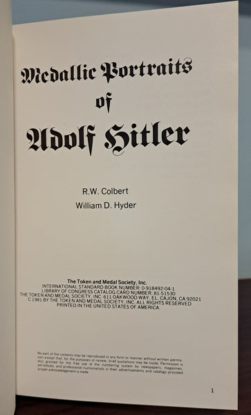 Medallic Portraits of Adolf Hitler