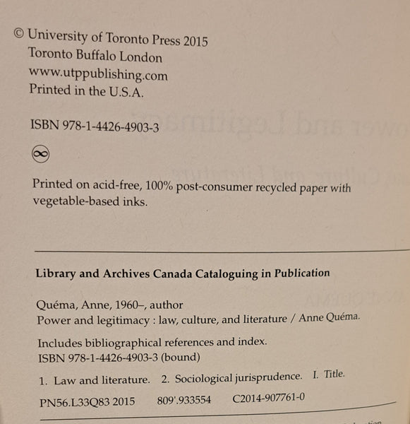 Power and Legitimacy: Law, Culture, and Literature
