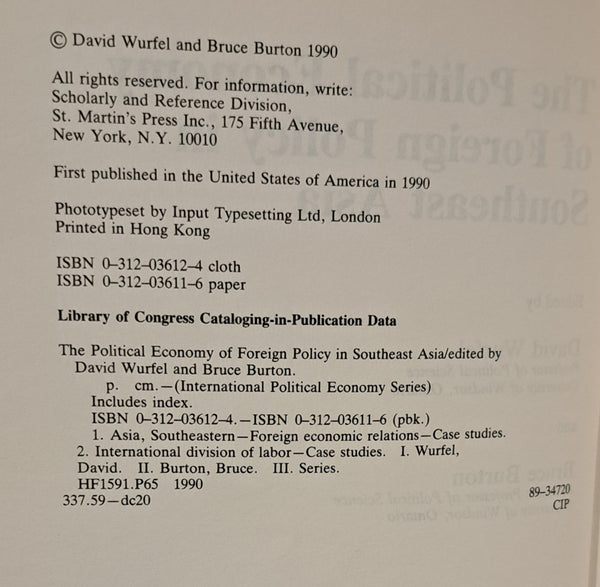 The Political Economy of Foreign Policy in Southeast Asia