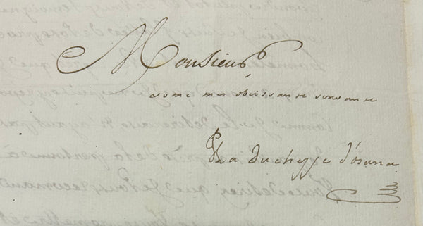 Signed Letter Maria Josefa Pimentel, Duchess of Osuna   Madrid, 1800
