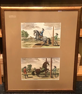 Set of Two Hand-Coloured Equestrian Engravings