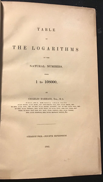 Table Of The Logarithms Of The Natural Numbers From 1 to108000